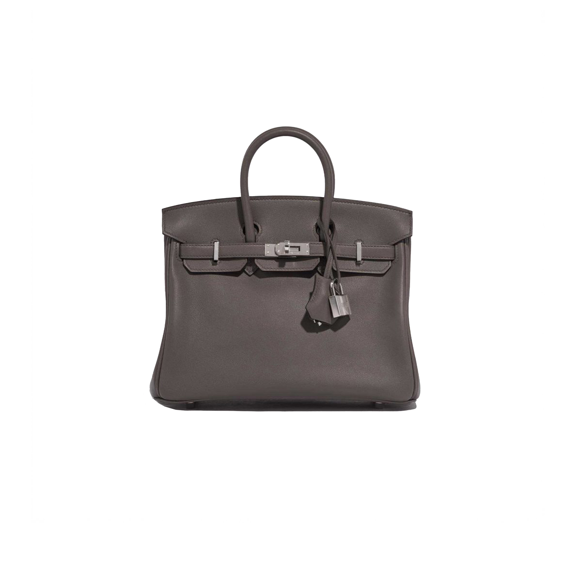 HERMES BIRKIN 25 SWIFT LEATHER PEWTER GREY SILVER BUCKLE BAG H049362CK10 (25*20*13cm)